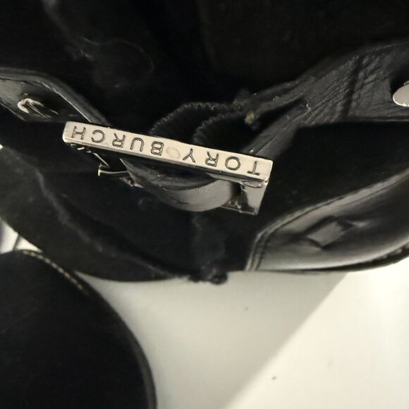 Tory Burch Black Suede Shearling Wedge Ankle Boots | Women’s 6 - Picture 10 of 15